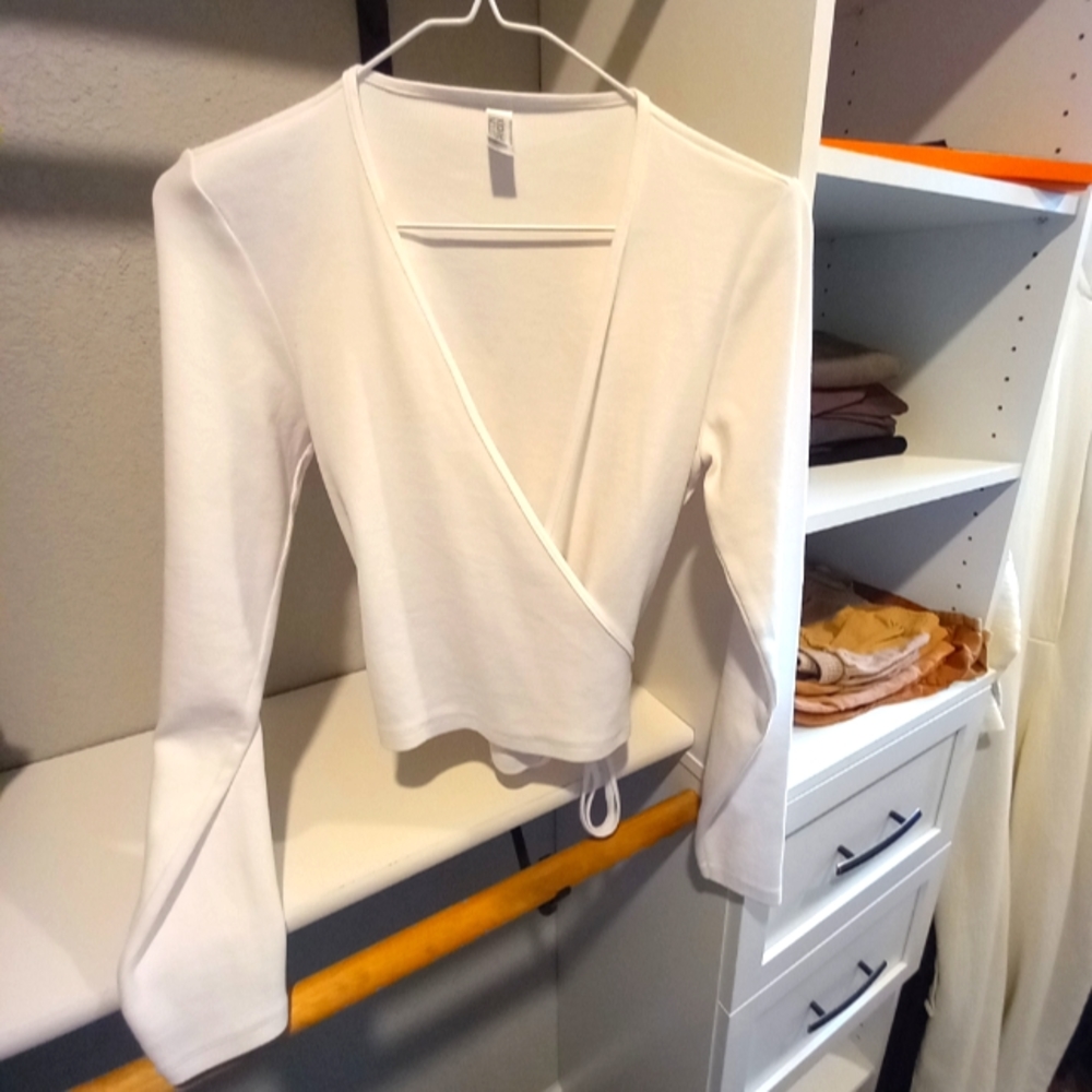 Los Angeles Apparel Heavy cotton rib Wrap top size L